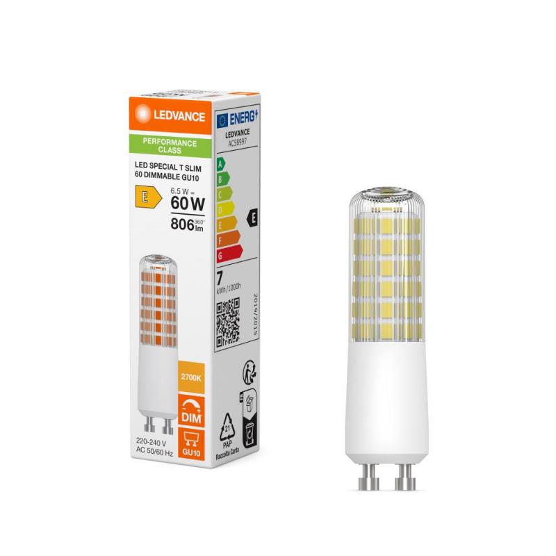 Ledvance GU10 LED Lampe Kolbenform Special T Slim dimmbar 6,5W wie 60W 2700K warmweißes Licht